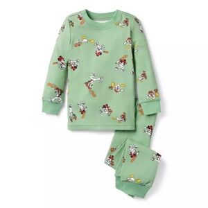 Janie and Jack Good Night Pajama in Disney Mickey Mouse Baseball Green Size 3